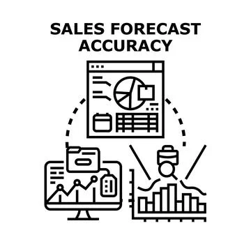 Sales forecast accuracy analyzing business predictions success Stock Illustration
