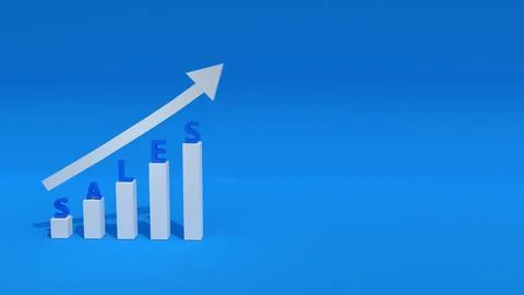 Sales forecast analyst 3d background on the blue background Stock Illustration