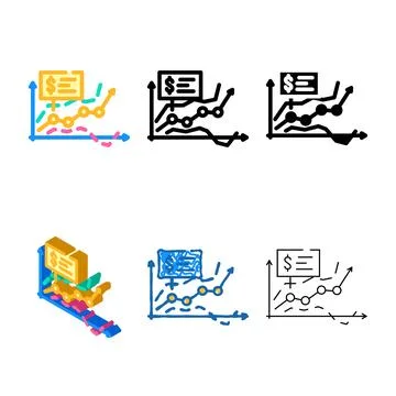 Sales forecasting business process color icon vector designs Illustrazione stock