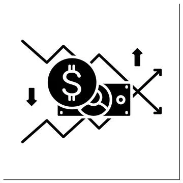 Sales forecasting glyph icon Stock Illustration