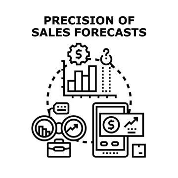 Sales forecasting precision analyzing market data with digital tools Stock Illustration