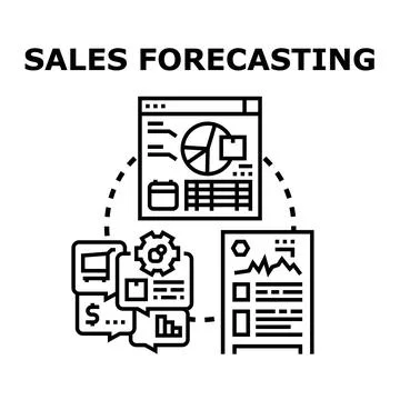 Sales forecasting process analyzing business data and trends Stock Illustration