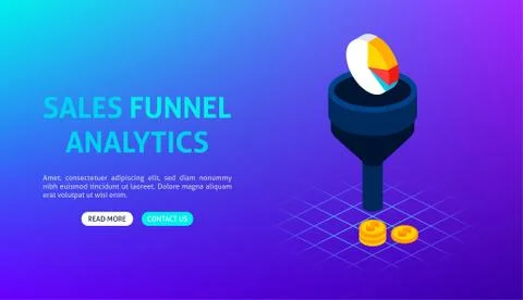 Sales Funnel Analytics Banner Stock Illustration