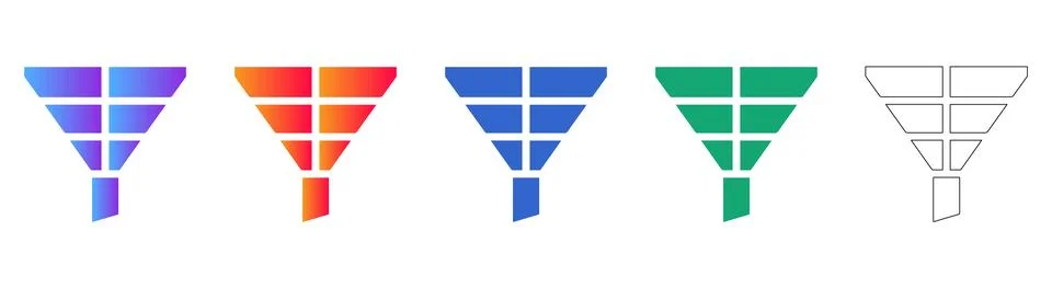Sales Funnel and Data Categorization Icons Stock Illustration