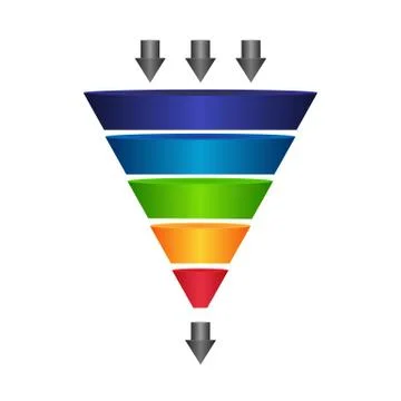 Sales funnel with arrows for presentations of applications and web sites, sim Stock Illustration