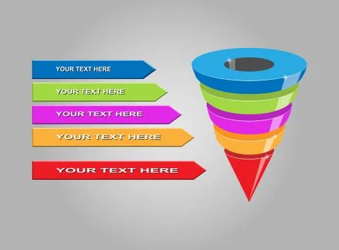 Sales funnel with arrows for presentations of applications and web sites, sim Stock Illustration