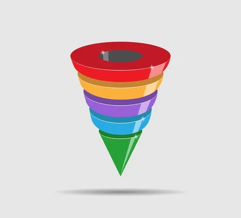 Sales funnel with arrows for presentations of applications and web sites, sim Stock Illustration