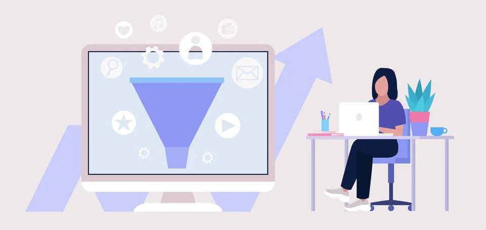 Sales funnel concept Stock Illustration
