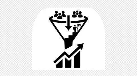 Sales funnel conversion icon with business growth chart Stock Illustration