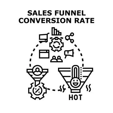 Sales funnel conversion rate optimization process icon Stockillustratie