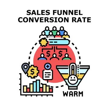 Sales funnel conversion rate optimization process concept Stock Illustration