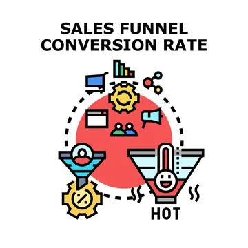 Sales funnel conversion rate optimization process icon Stock Illustration