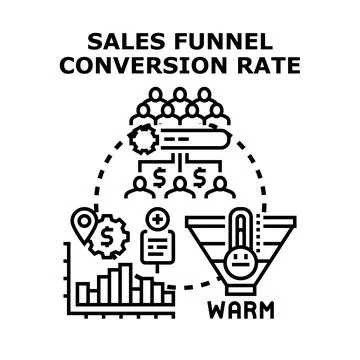 Sales funnel conversion rate optimization process concept Stock Illustration