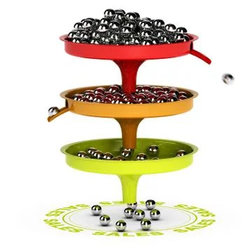 Sales Funnel, Ecommerce Conversion Rate Stock Illustration