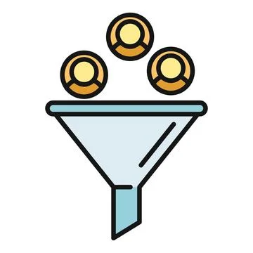 Sales funnel filtering potential customer leads icon Stock Illustration