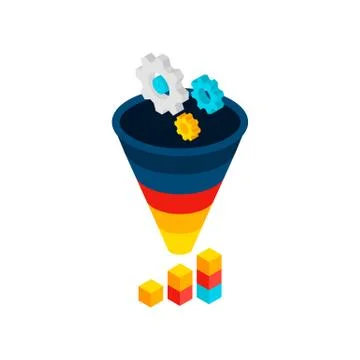Sales Funnel Gears Analytics Concept Stock Illustration