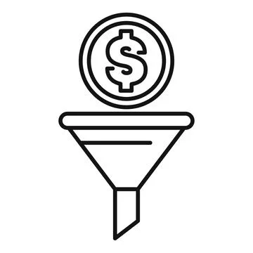 Sales funnel generating money conversion rate business icon Illustrazione stock