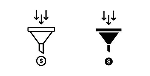 Sales funnel icon in black and white. vector icon pack for websites Stock Illustration