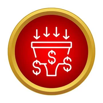 Sales funnel icon converting leads into dollar money Stock Illustration