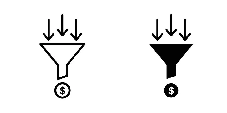Sales funnel icon for design projects and web UI Stock Illustration