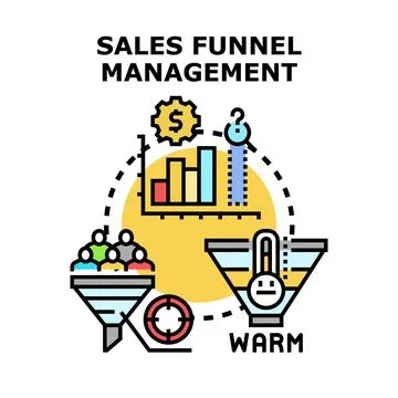 Sales funnel management process planning strategy Stock Illustration