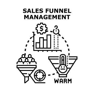 Sales funnel management process planning strategy Stock Illustration