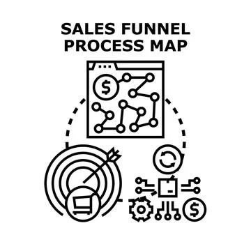 Sales funnel process map illustrating business strategy Stockillustratie