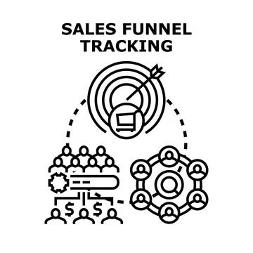 Sales funnel tracking process analyzing customer journey Stock Illustration