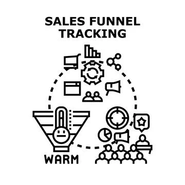 Sales funnel tracking process analyzing customer journey Stock Illustration