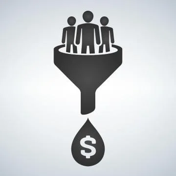 Sales funnel vector line icon. Internet marketing conversion concept. Produci Stock Illustration