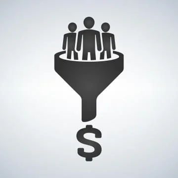 Sales funnel vector line icon. Internet marketing conversion concept. Produci Stock Illustration