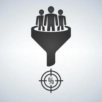 Sales funnel vector line icon. Internet marketing conversion concept. Crossha Stock Illustration