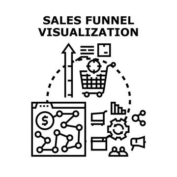 Sales funnel visualization transforming business strategy process Stock Illustration