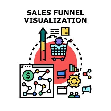 Sales funnel visualization transforming business strategy process Stock Illustration