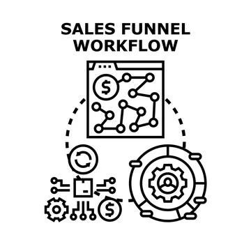Sales funnel workflow optimizing customer conversion process Stock Illustration