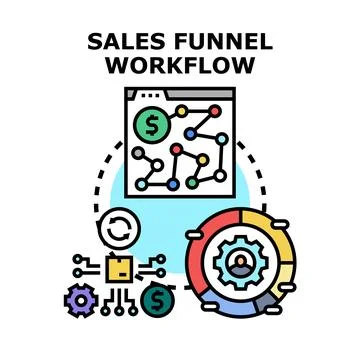 Sales funnel workflow optimizing customer conversion process Stock Illustration