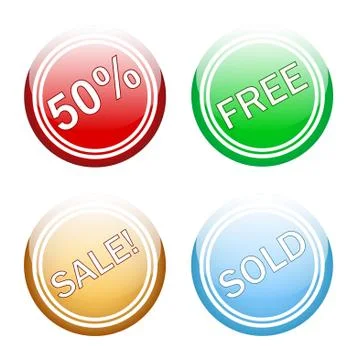 Sales glossy with white round button Stock Illustration
