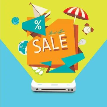 Sales of goods through the mobile device Stock Illustration