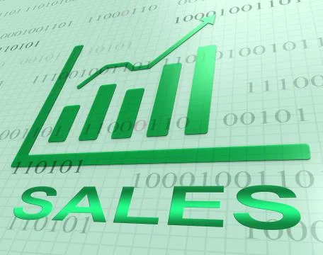 Sales Graph Increase Shows Retail Selling 3d Rendering Stockillustratie