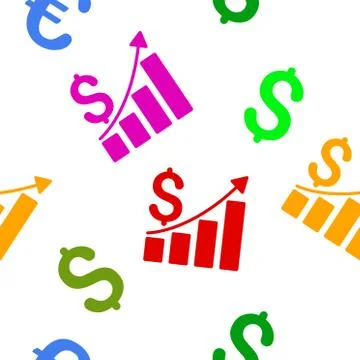 Sales Growth Chart Flat Vector Seamless Pattern Illustrazione stock