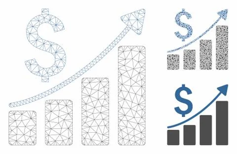 Sales Growth Chart Vector Mesh 2D Model and Triangle Mosaic Icon Illustrazione stock