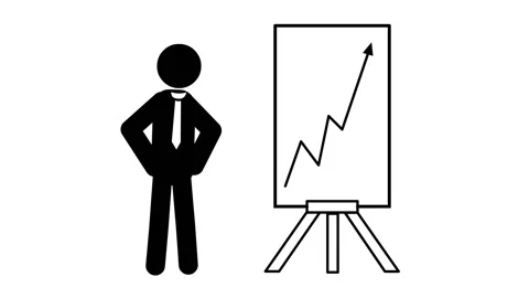 Sales increase presentation in stickman animation Stock Footage 218992677