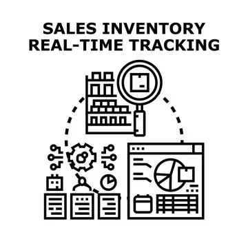 Sales inventory real time tracking business process controlling Ilustração Stock