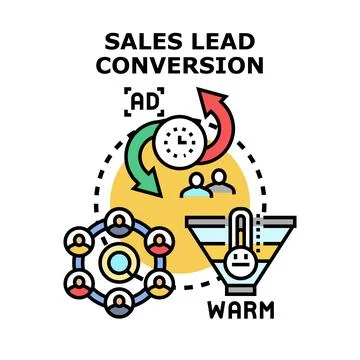 Sales lead conversion marketing inbound funnel process Stock Illustration