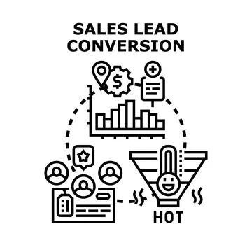 Sales lead conversion strategy reaching business goals Stock Illustration