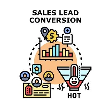Sales lead conversion strategy reaching business goals Stock Illustration