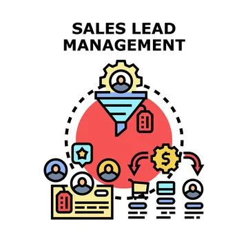 Sales lead management funnel process generating clients Ilustración de archivo