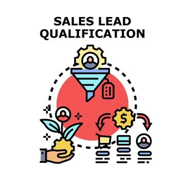 Sales lead qualification process funnel business concept Stock Illustration