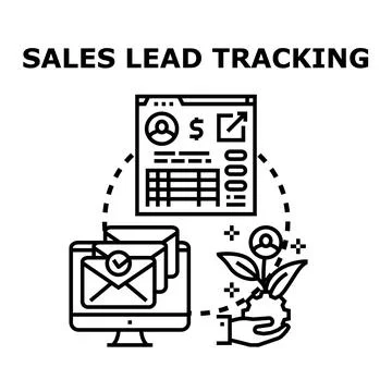 Sales lead tracking management engaging customers growth opportunities Stock Illustration