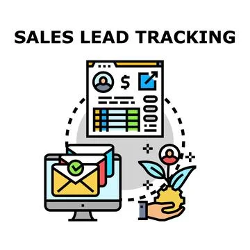 Sales lead tracking management engaging customers growth opportunities Stock Illustration